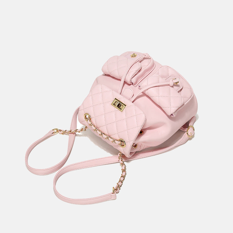 Women’s PU Leather Backpack with Diamond Pattern image 5