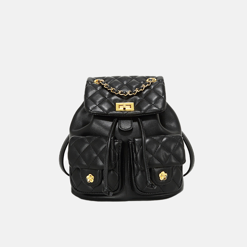 Women’s PU Leather Backpack with Diamond Pattern image 6