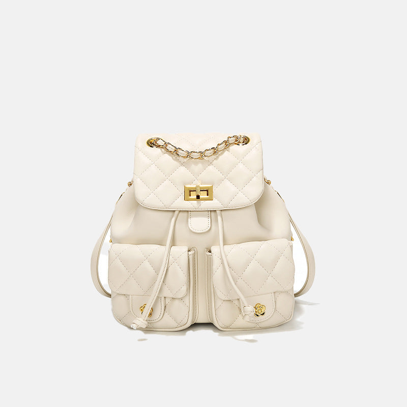 Women’s PU Leather Backpack with Diamond Pattern image 7