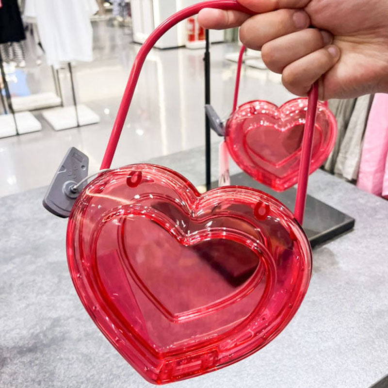 Women’s Peach Pink Acrylic Heart-shaped Clear Handbag image 5
