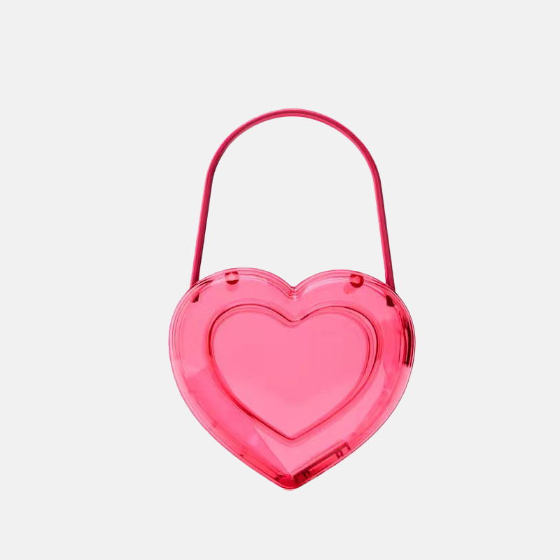 Women’s Peach Pink Acrylic Heart-shaped Clear Handbag image