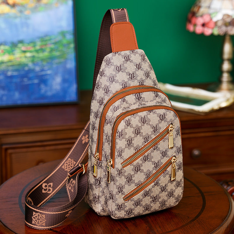 Women’s Puzzle Print Double Zipper Sling Bags image 4