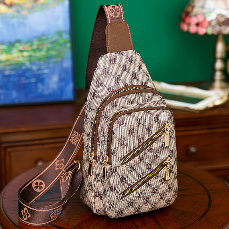 Women’s Puzzle Print Double Zipper Sling Bags image 5