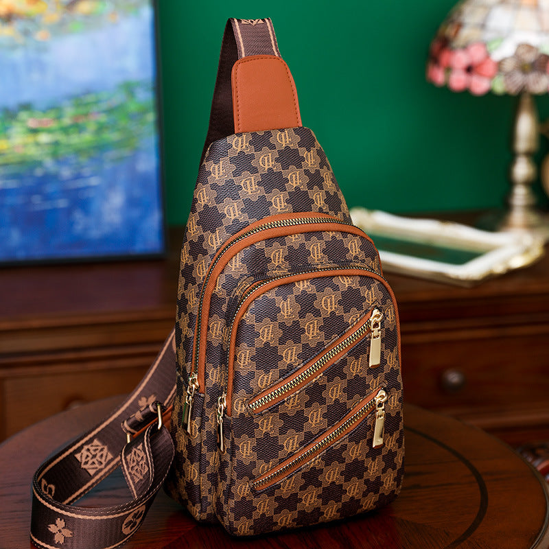 Women’s Puzzle Print Double Zipper Sling Bags image 2