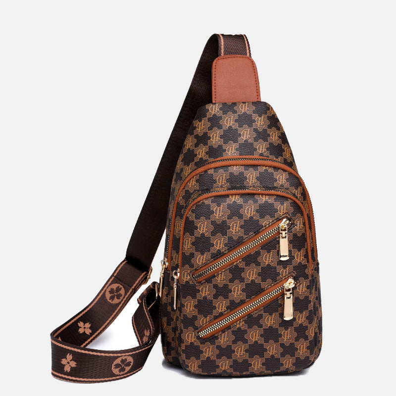 Women’s Puzzle Print Double Zipper Sling Bags image