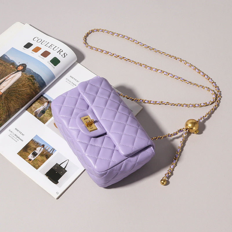 Women’s Quilted Genuine Leather Lock Buckle Crossbody Chain Bag In Minimalist image 8