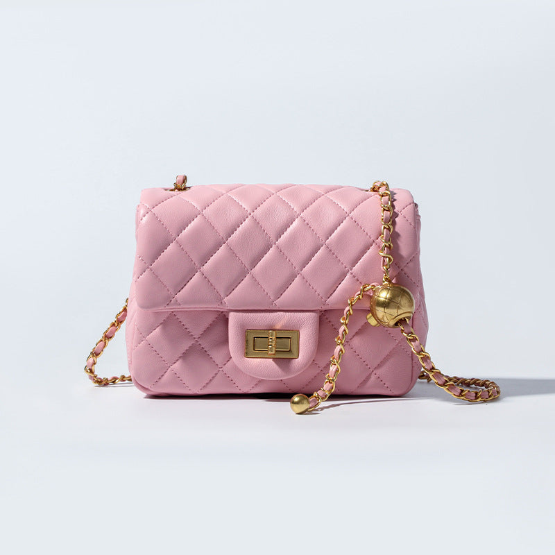 Women’s Quilted Genuine Leather Lock Buckle Crossbody Chain Bag In Minimalist image 5