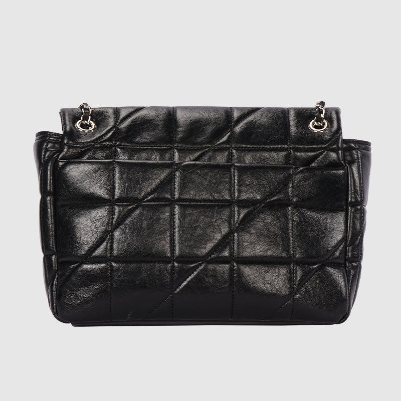 Women’s Quilted Genuine Leather Lock Charm Chain Strap Shoulder Bag image 4