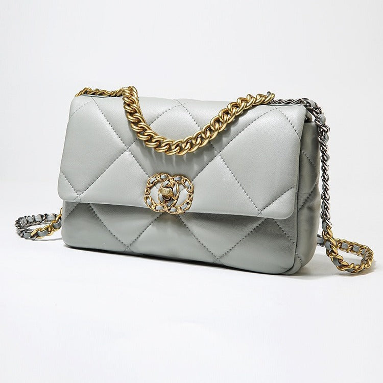 Women’s Quilted Genuine Leather Lock Closure Crossbody Chain Bag image 5