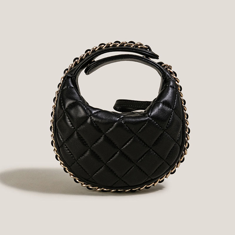 Women’s Quilted Genuine Leather Zipper Handbag In Vintage image 3