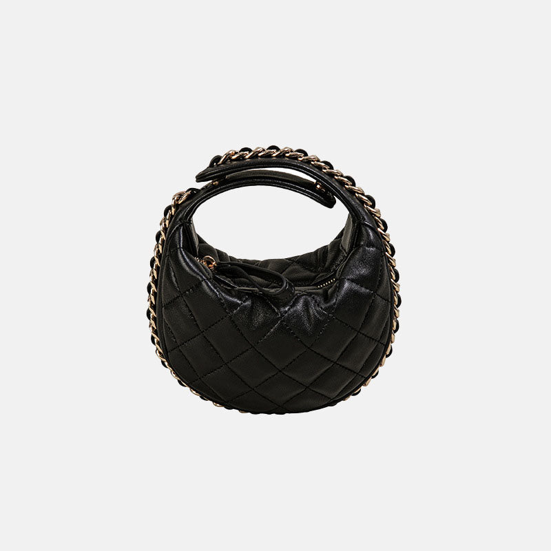 Women’s Quilted Genuine Leather Zipper Handbag In Vintage image