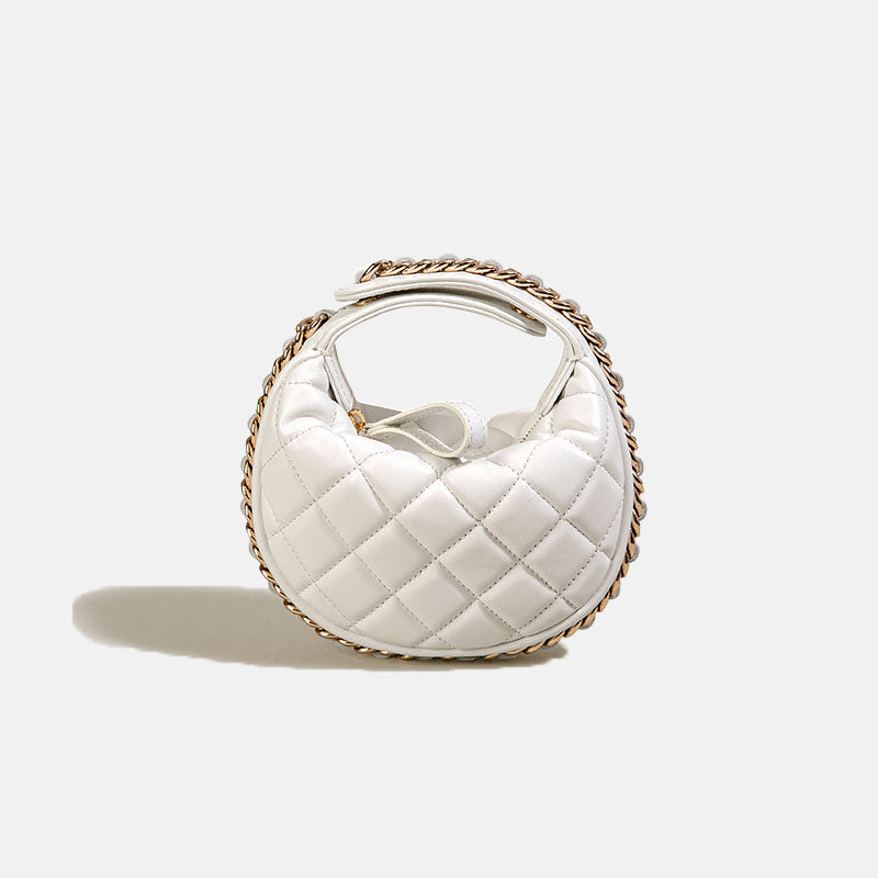 Women’s Quilted Genuine Leather Zipper Handbag In Vintage image 6