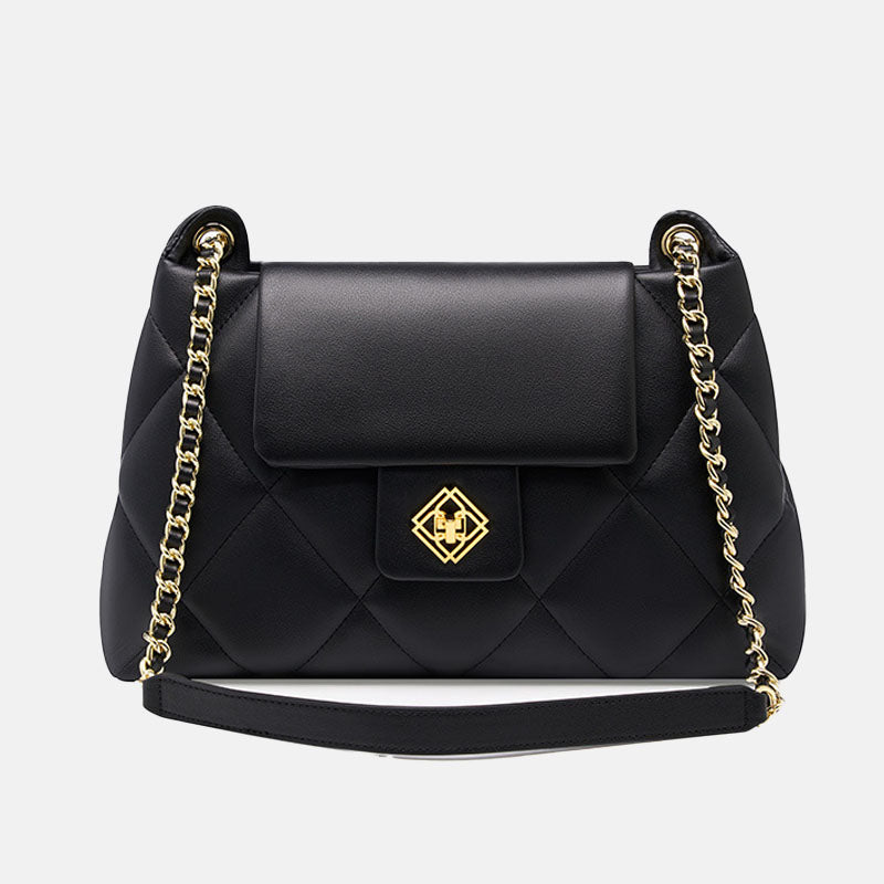 Women’s Quilted Leather Vintage Chain Shoulder Bag image 6