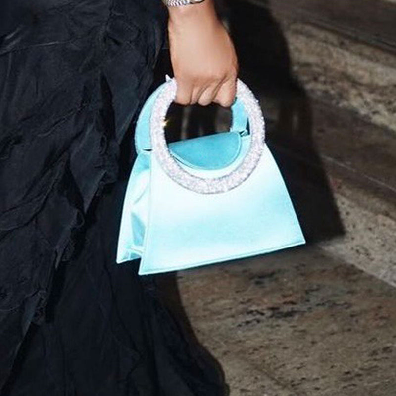Women’s Rhinestone Embellished Trapezoid Prom Top Handle Bag image 5