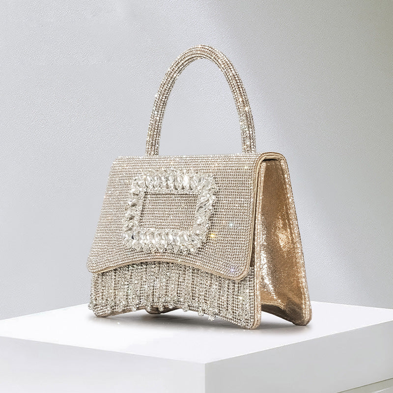 Women’s Rhinestone Fringe Top Handle Prom Bag With Square Buckle image 2