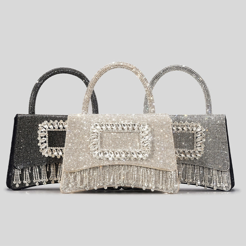 Women’s Rhinestone Fringe Top Handle Prom Bag With Square Buckle image 5