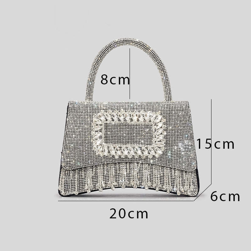 Women’s Rhinestone Fringe Top Handle Prom Bag With Square Buckle image 7