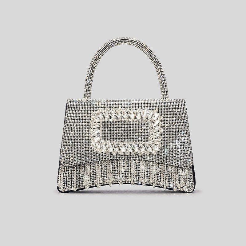 Women’s Rhinestone Fringe Top Handle Prom Bag With Square Buckle image 6