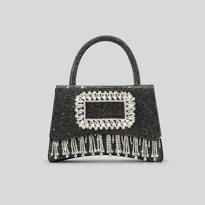 Women’s Rhinestone Fringe Top Handle Prom Bag With Square Buckle image 8