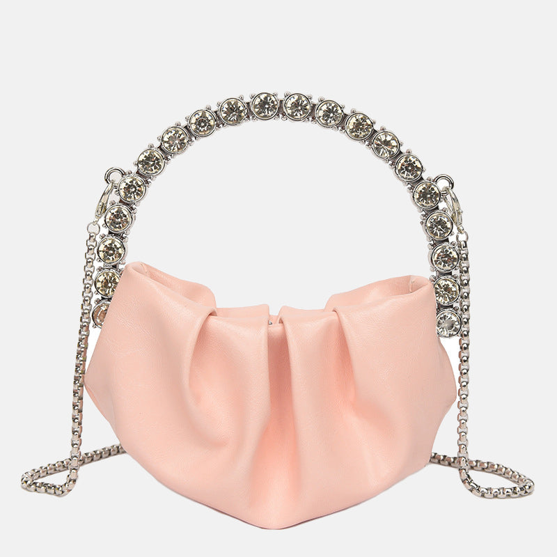 Women’s Rhinestone Handle Slouchy Mini Evening Clutch image 3
