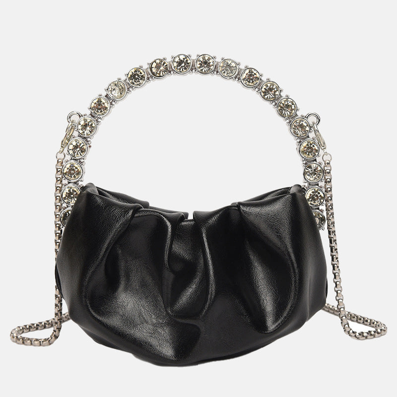 Women’s Rhinestone Handle Slouchy Mini Evening Clutch image 6