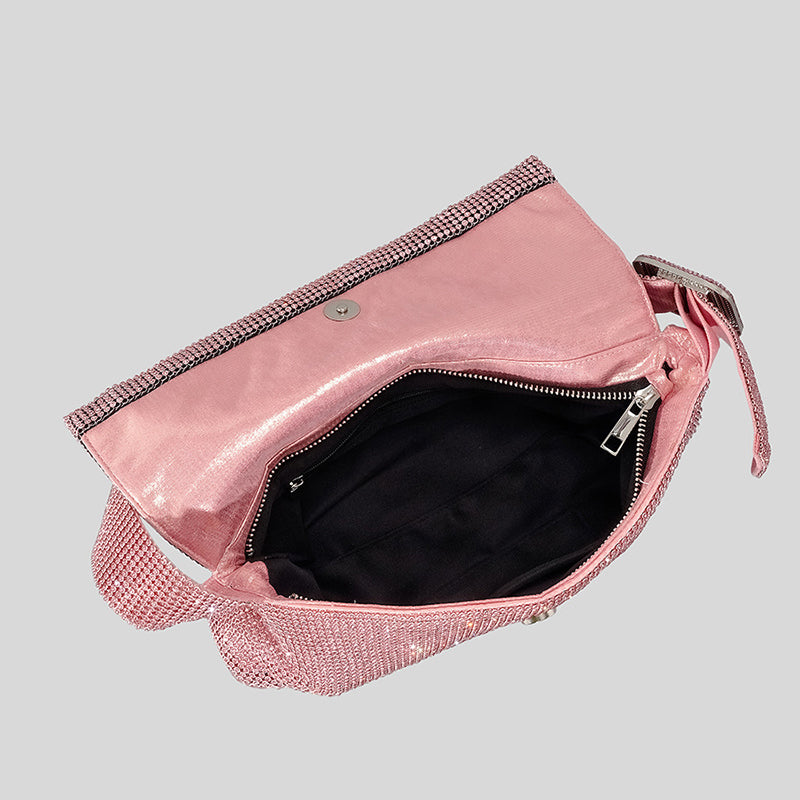 Women’s Rhinestone Prom Shoulder Baguette Bag with Square Buckle image 4
