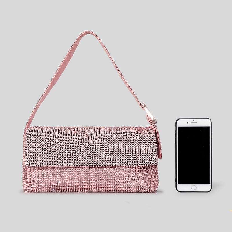 Women’s Rhinestone Prom Shoulder Baguette Bag with Square Buckle image 2