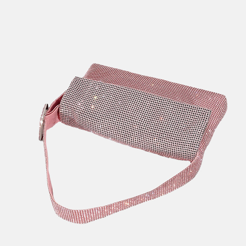 Women’s Rhinestone Prom Shoulder Baguette Bag with Square Buckle image 3