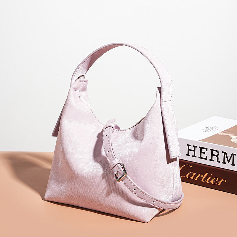 Women’s Satin Genuine Leather Magnetic Hobo Bag image 6