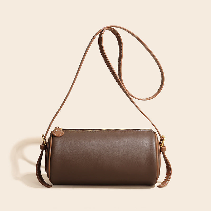 Women’s Simple Genuine Leather Crossbody Cylinder Bag image