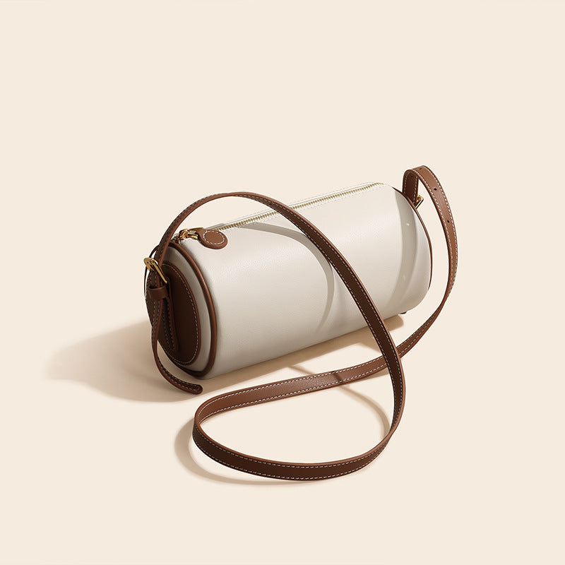 Women’s Simple Genuine Leather Crossbody Cylinder Bag image 8