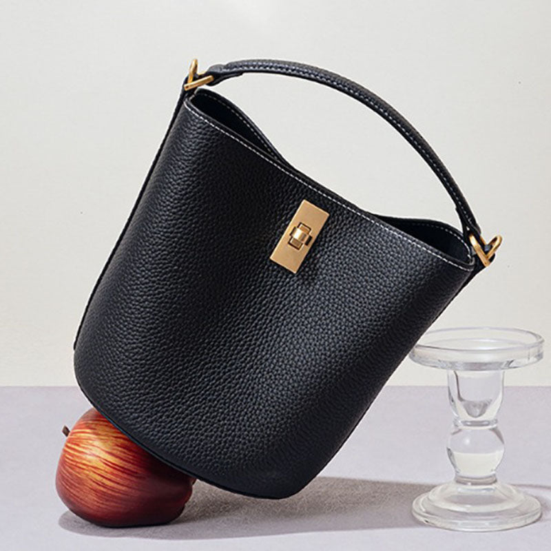 Women’s Small Bucket Bags in Full Grain Leather image 8