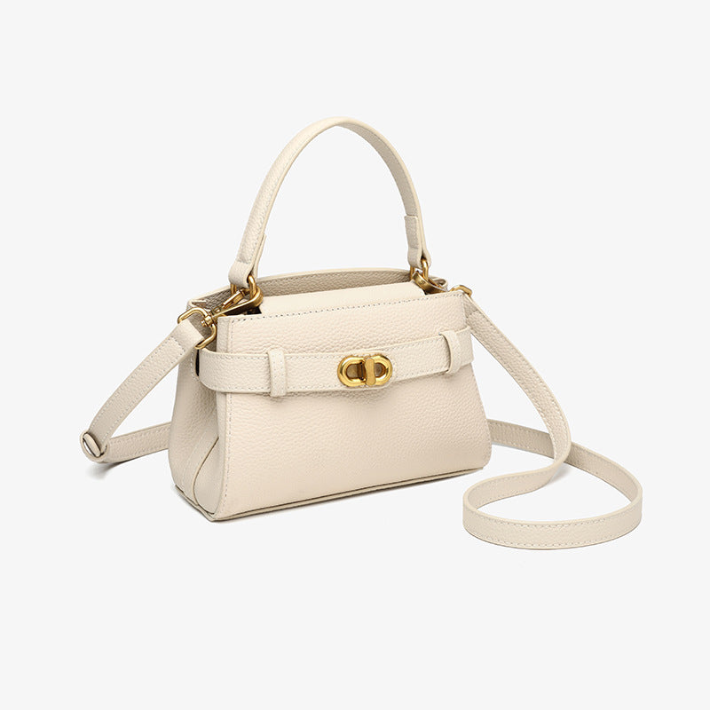 Women’s Small Genuine Leather Minimalist Trapezoid Crossbody Tote Bag image 2