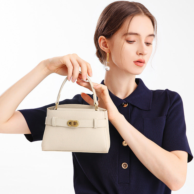 Women’s Small Genuine Leather Minimalist Trapezoid Crossbody Tote Bag image 4