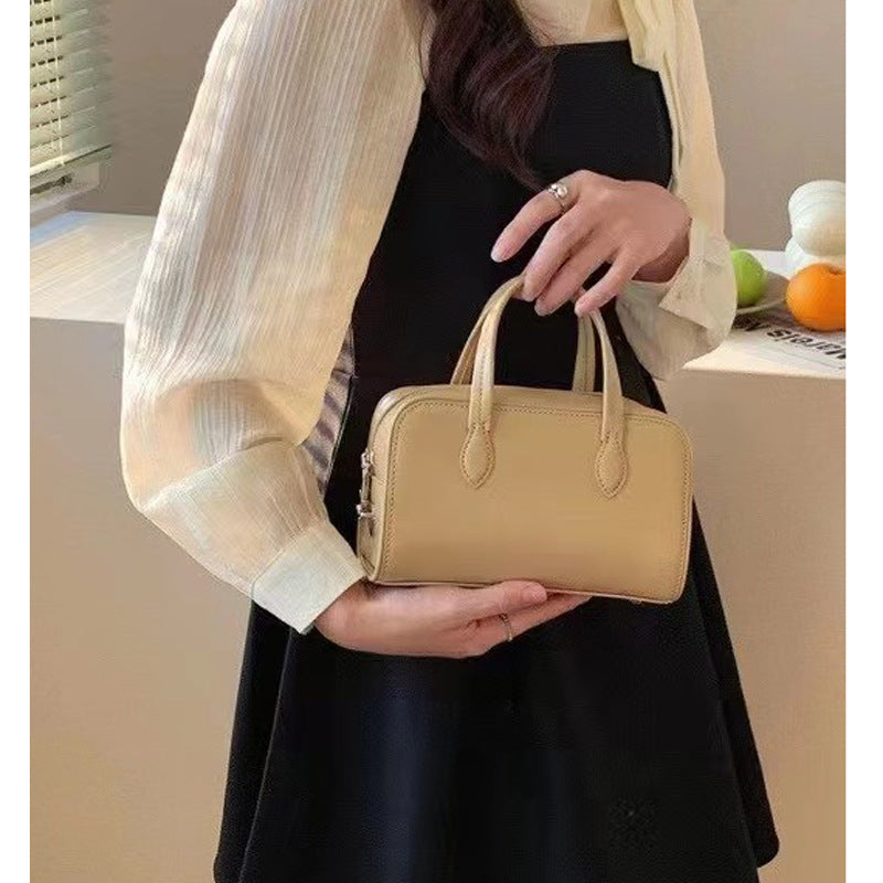 Women’s Small Minimalist Genuine Leather Boston Zipper Crossbody Handbag image 10