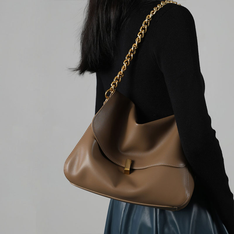 Women’s Soft Leather Lock Chain Shoulder Crossbody Bag With Minimalist image 2