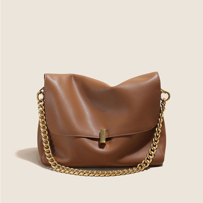 Women’s Soft Leather Lock Chain Shoulder Crossbody Bag With Minimalist image 6