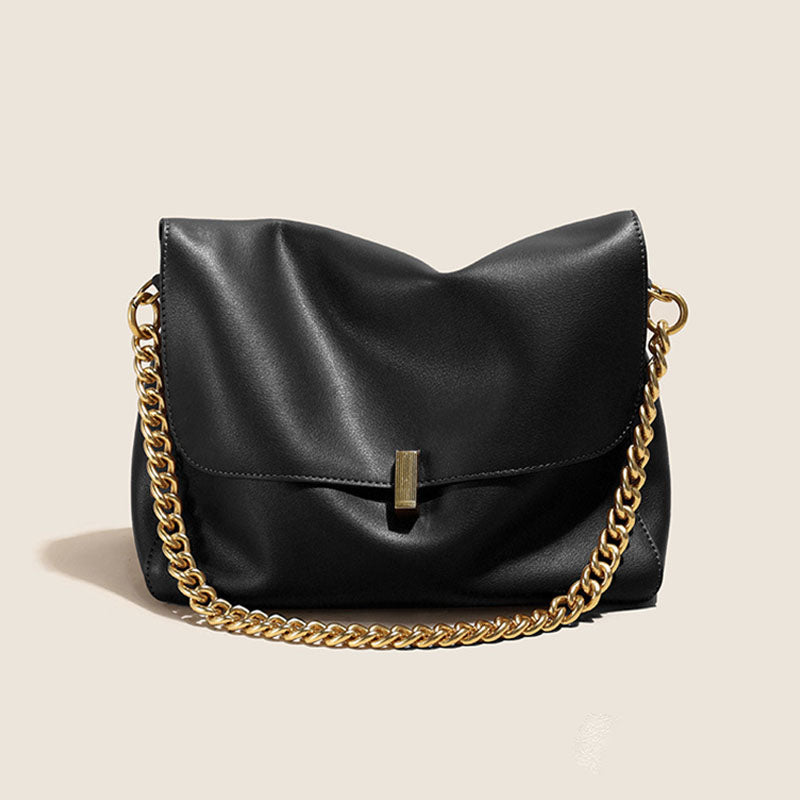 Women’s Soft Leather Lock Chain Shoulder Crossbody Bag With Minimalist image 7