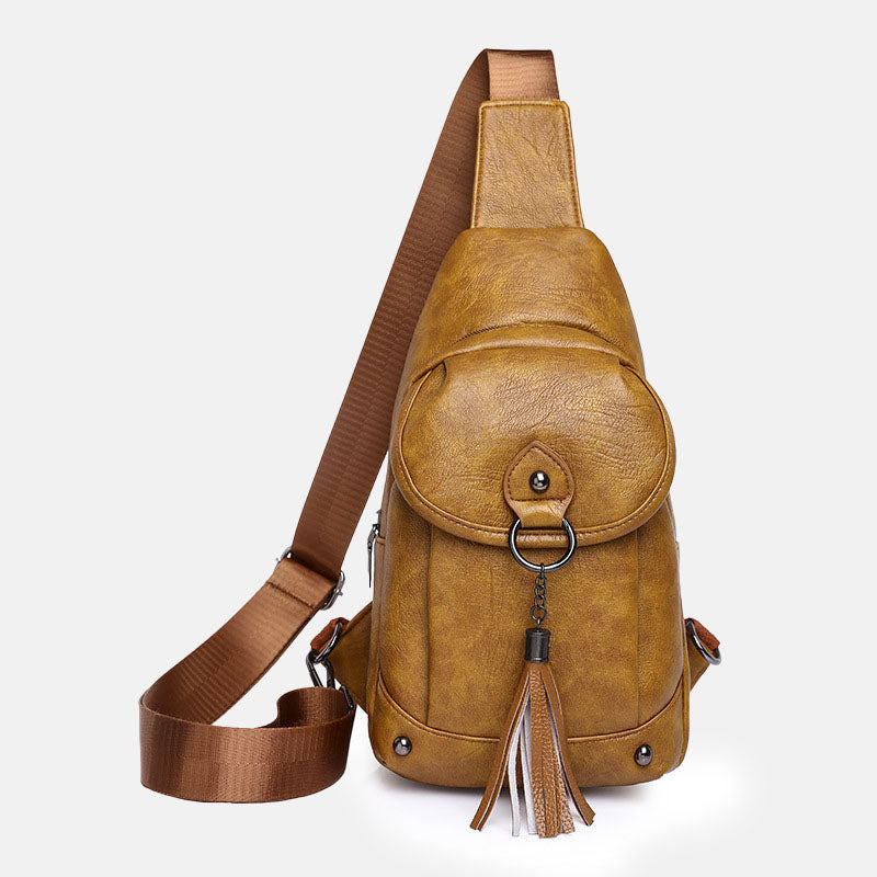 Women’s Soft PU Crossbody Sling Bag With Tassel Decoration image 3