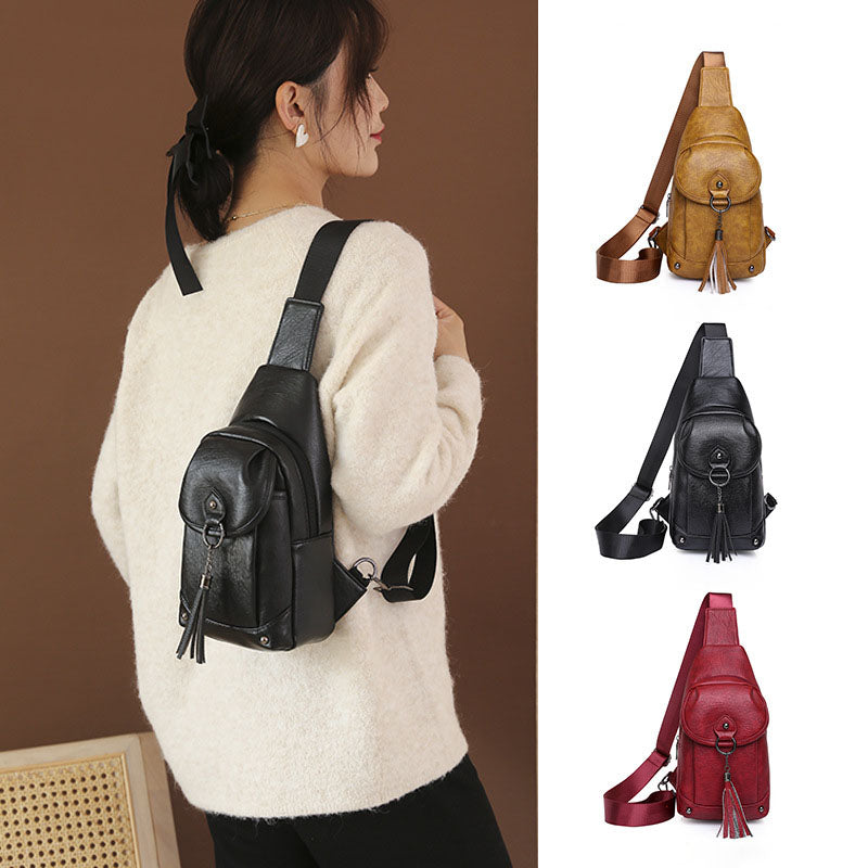 Women’s Soft PU Crossbody Sling Bag With Tassel Decoration image 2