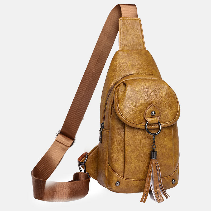 Women’s Soft PU Crossbody Sling Bag With Tassel Decoration image 4
