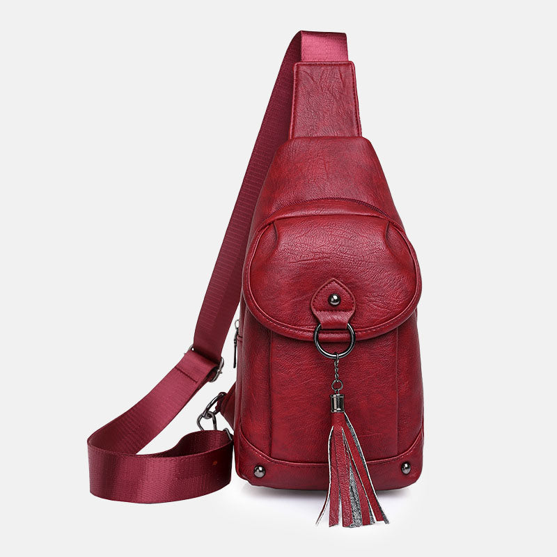 Women’s Soft PU Crossbody Sling Bag With Tassel Decoration image 5