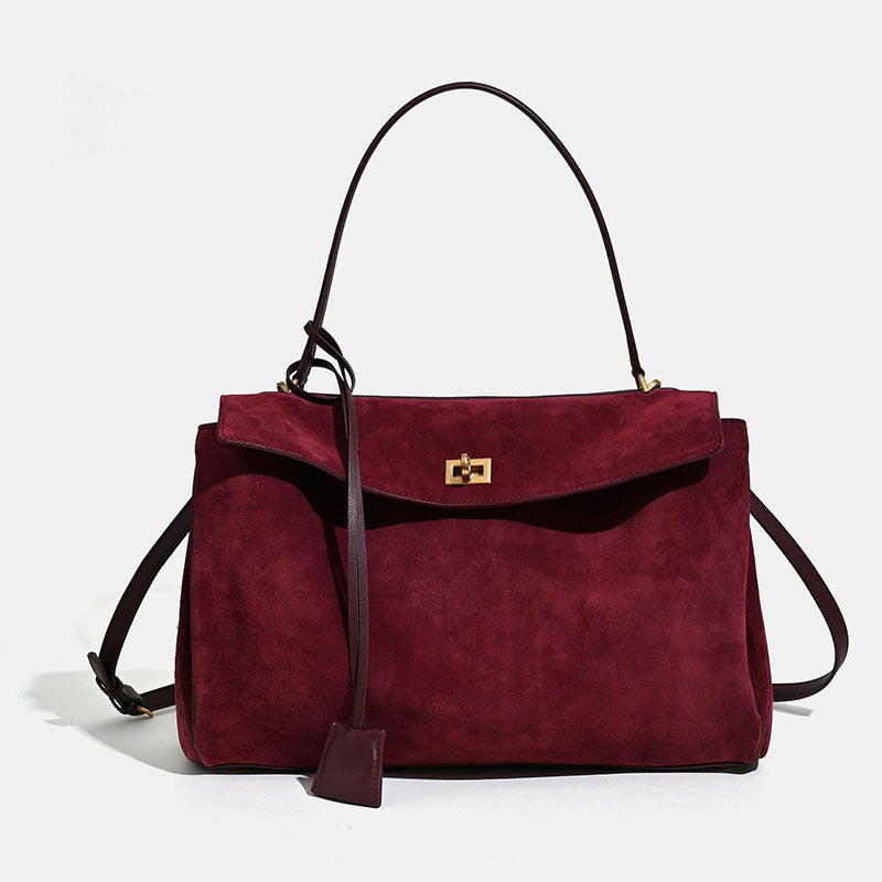 Women’s Soft Suede Leather Accordion Satchel with Convertible Strap image 3