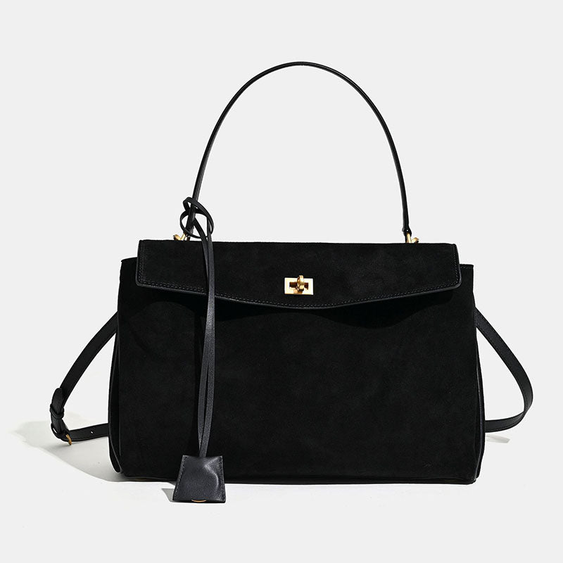 Women’s Soft Suede Leather Accordion Satchel with Convertible Strap image 2