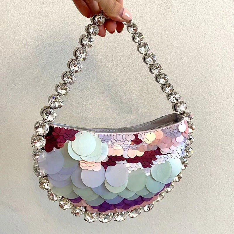 Women’s Sparkling Rhinestone Shoulder Bag with PU Material image 4