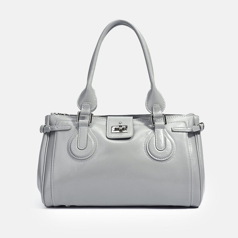 Women’s Split Leather Pillow-Shaped Handbag In Silver Hardware image 5