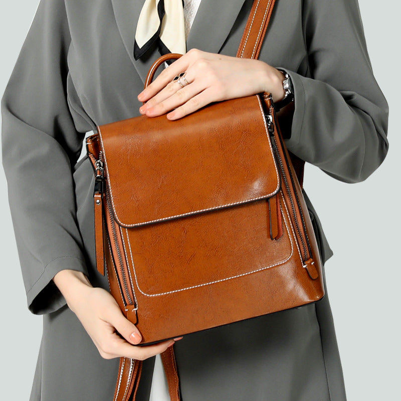 Women’s Square Minimal Backpacks in Genuine Leather image 5