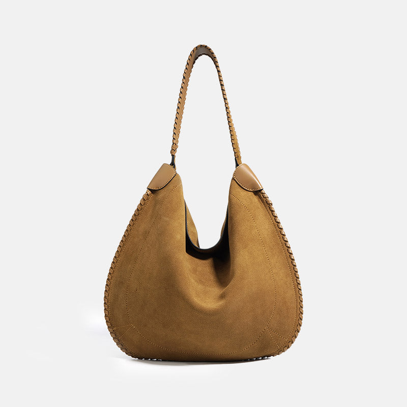 Women’s Suede Genuine Leather Minimalist Shoulder Hobo Bag image 4