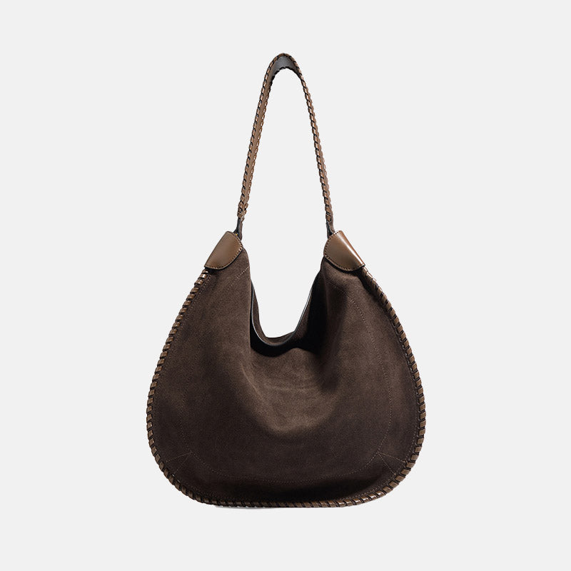 Women’s Suede Genuine Leather Minimalist Shoulder Hobo Bag image