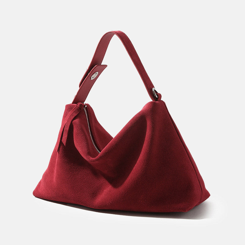 Women’s Suede Genuine Leather Shoulder Hobo Bag image 2